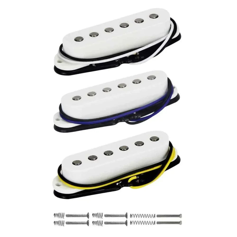 

3PCS/Set White Alnico 5 Guitar Pickup Single Coil Neck/Middle/Bridge Pickup 50/50/52mm Flat Top for Strat Guitar