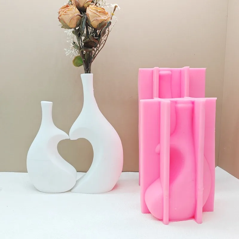 A variety of cross double vase silicone molds, hollow vase gypsum flower arrangement decorative molds, concrete