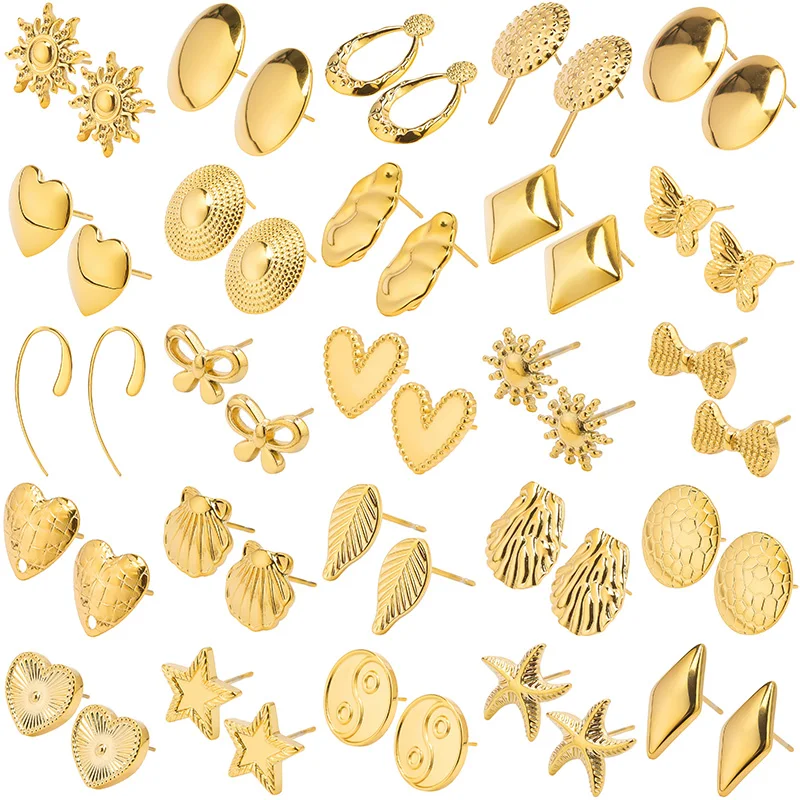 New Stainless Steel High Quality Fashion 18k Gold Plated Earring Butterfly Hollowing Out Five-Pointed Star Ocean Shell Earrings