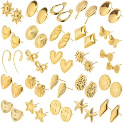 New Stainless Steel High Quality Fashion 18k Gold Plated Earring Butterfly Hollowing Out Five-Pointed Star Ocean Shell Earrings