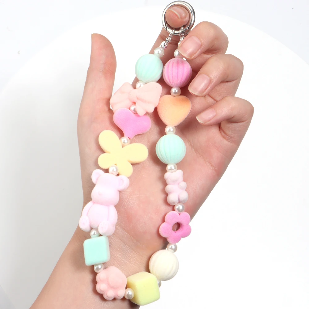 10Pcs Acrylic Flocked Beads Various Shapes Mixed Color Loose Bead for  Autumn Winter Jewelry Accessories DIY Bracelets Earrings