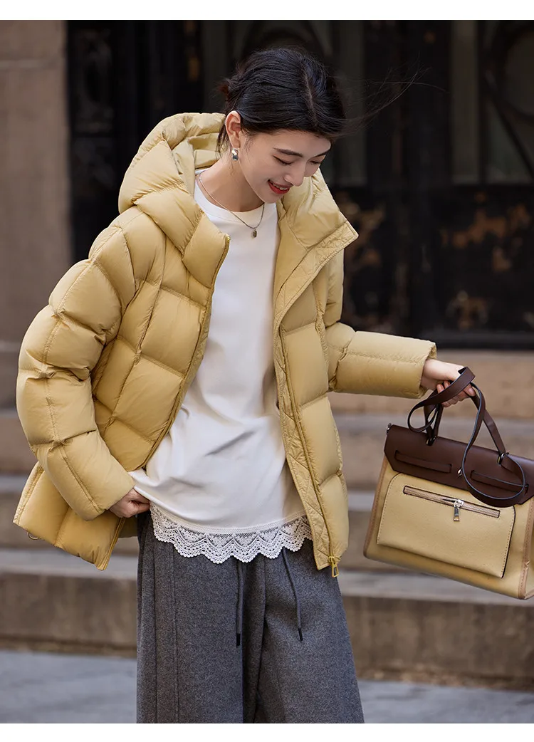 LOUISYAO 90% Duck Down Three Proof Jacket Women 2025 Winter Minimalist Hooded Thickened Premium Warm Outerwear Coat