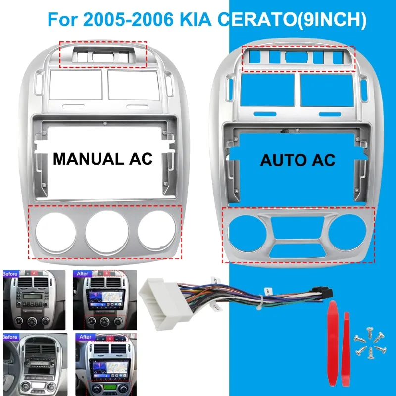 

For 2005-2006 KIA CERATO 9 Inch Car Radio Fascia Panel Frame Dashboard Installation Kit Trim Bezel