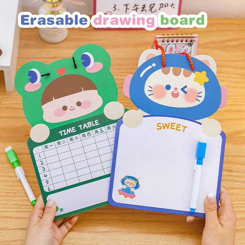 การ์ตูน Erasable Drawing Board เด็กไวท์บอร์ดแบบลบได้พร้อมปากกาลบกระดานวาดภาพนักเรียนเขียนแท็บเล็ตอุปกรณ์โรงเรียน