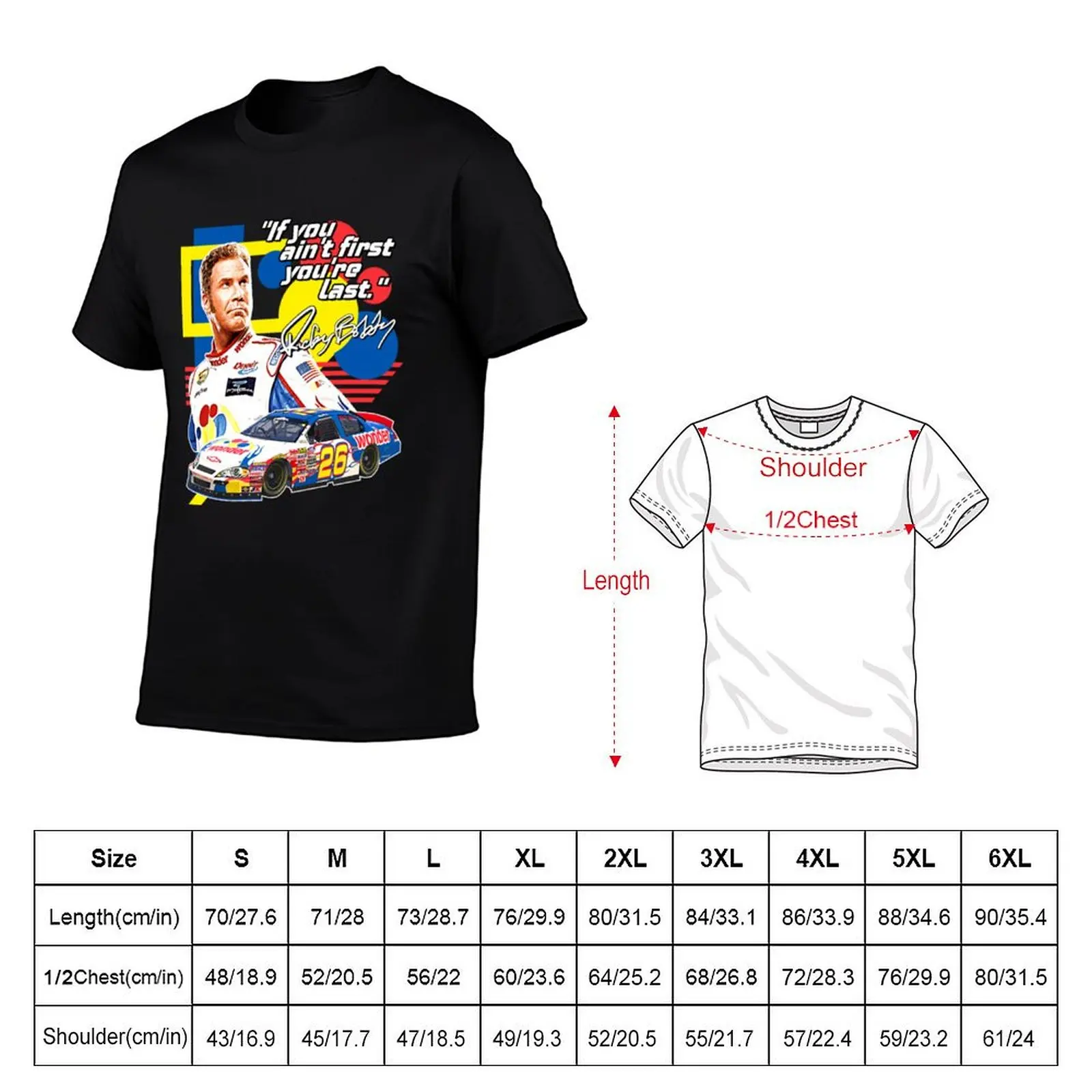 Ricky Bobby T-Shirt man clothes anime tshirt vintage graphic tee street wear oversized t shirt men