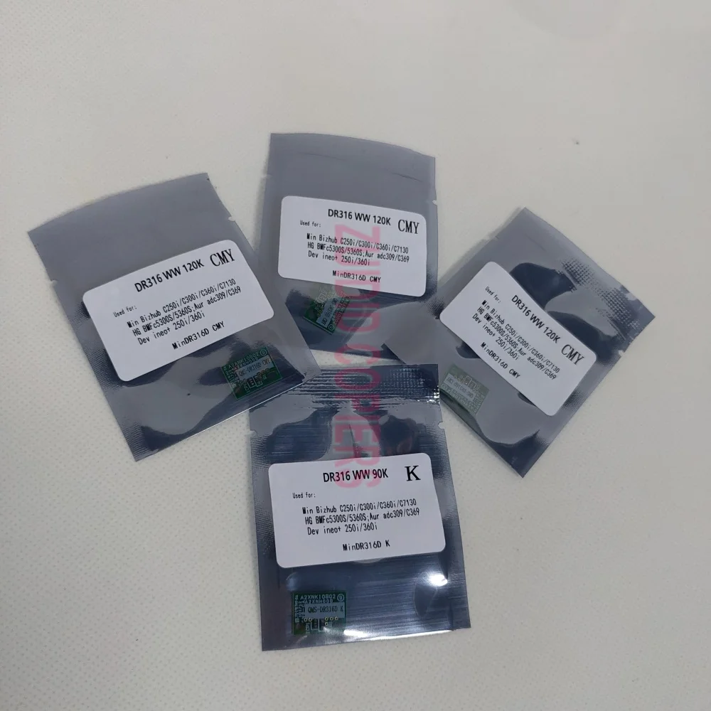 DR316 Chips CMYK Bizhub C250i Drum Unit for Konica Minolta Dev Ineo+ 250i 360i C300i C360i C7130 Cyan Yellow Magenta Black