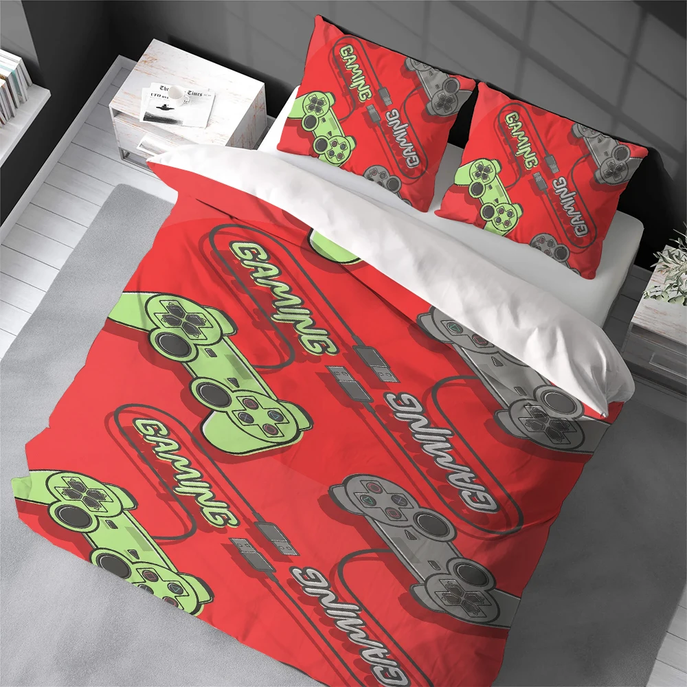Teens Video Games Duvet Cover Set Home Style Bedding Soft Laundry Cotton Bed 3 Piece Set Student Dormitory Gift