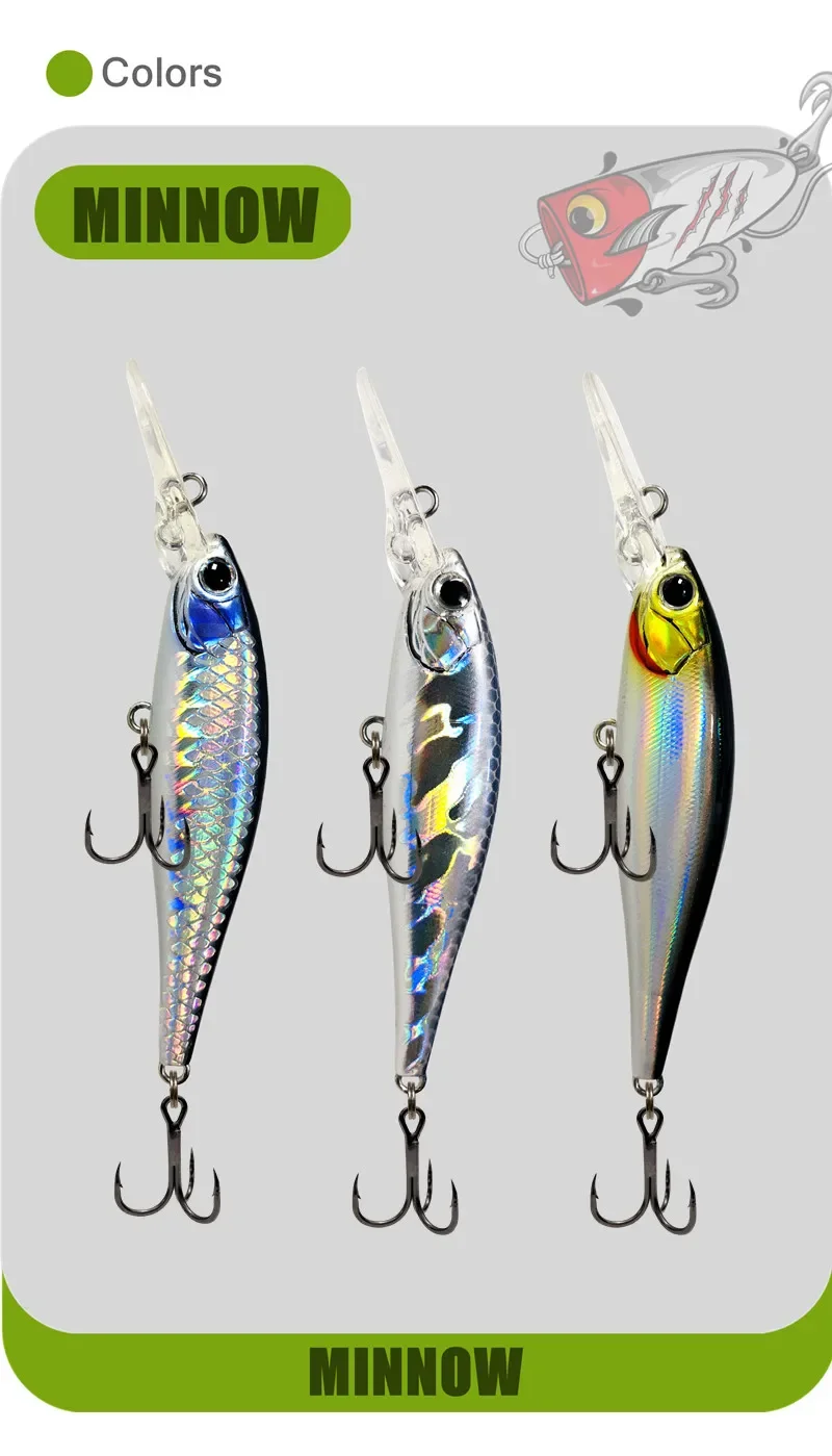 Langlippen-Minnow-Wobbler-Köder 6cm 4,7g Angelköder Tief Tauchender Sinkender Jerkbait Swimbait Künstlicher Harter Köder für Forelle und Barsch – Detail 10