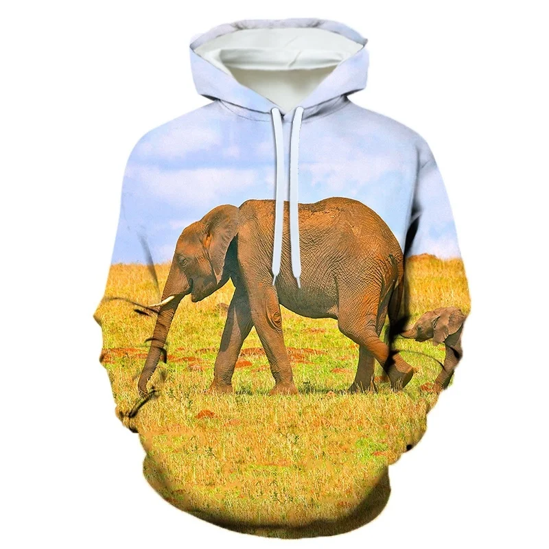 Hot Sale Elephant 3D Printed Hoodie For Men Animal Graphics Hoodies Fashion Long Sleeve Sweatshirts Children Autumn Clothing