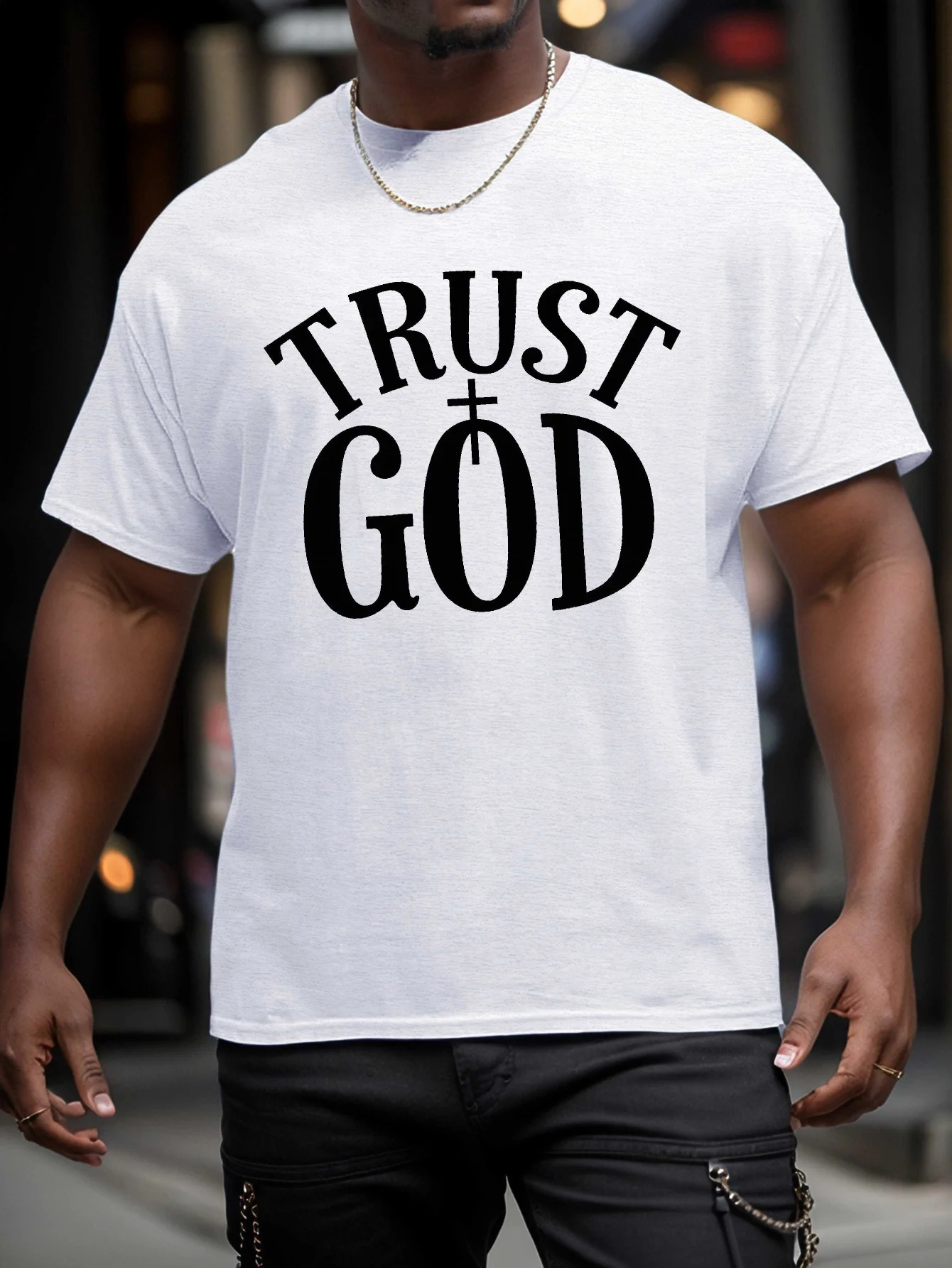 

2025 Black curved English letter print tops Casual Short Sleeve T Shirt for Men Inch Machine Wash Breathable Cotton ghost band