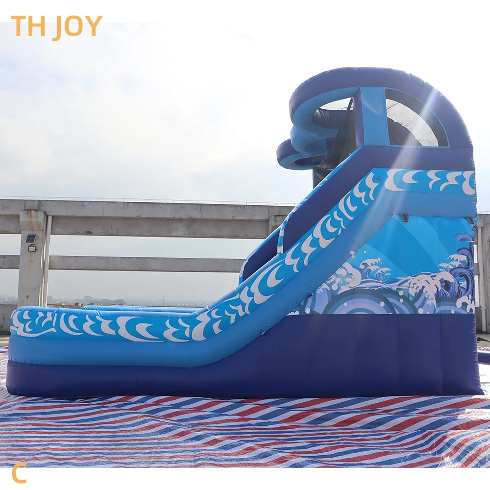 Tobogán acuático inflable gigante, tobogán acuático comercial de carriles duales, diversión para niños y adultos