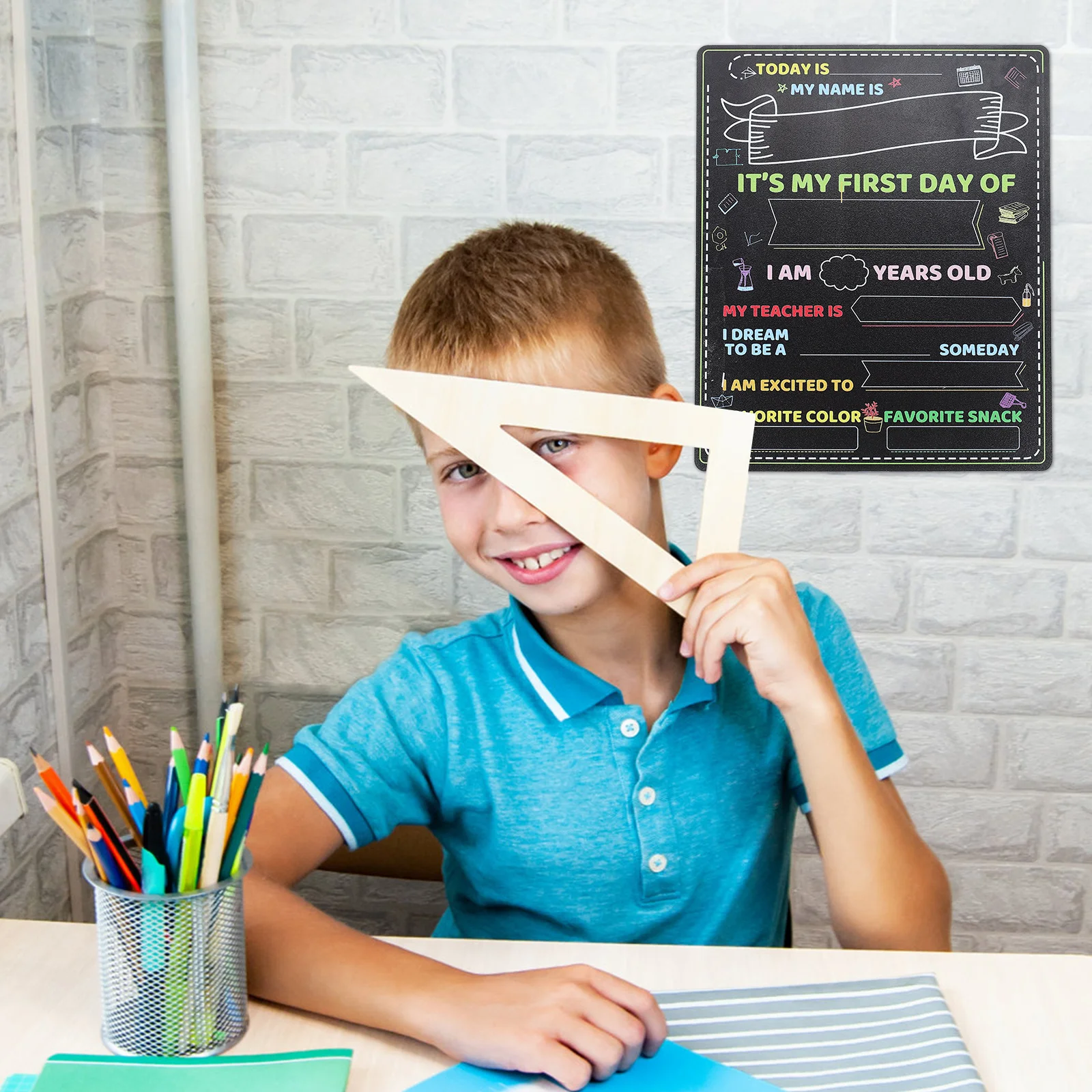 Abschlussfoto-Hängeschild für Kinder, Schule, Schreiben, Tafel, Nachrichtentafel, Partybevorzugung, abwischbar