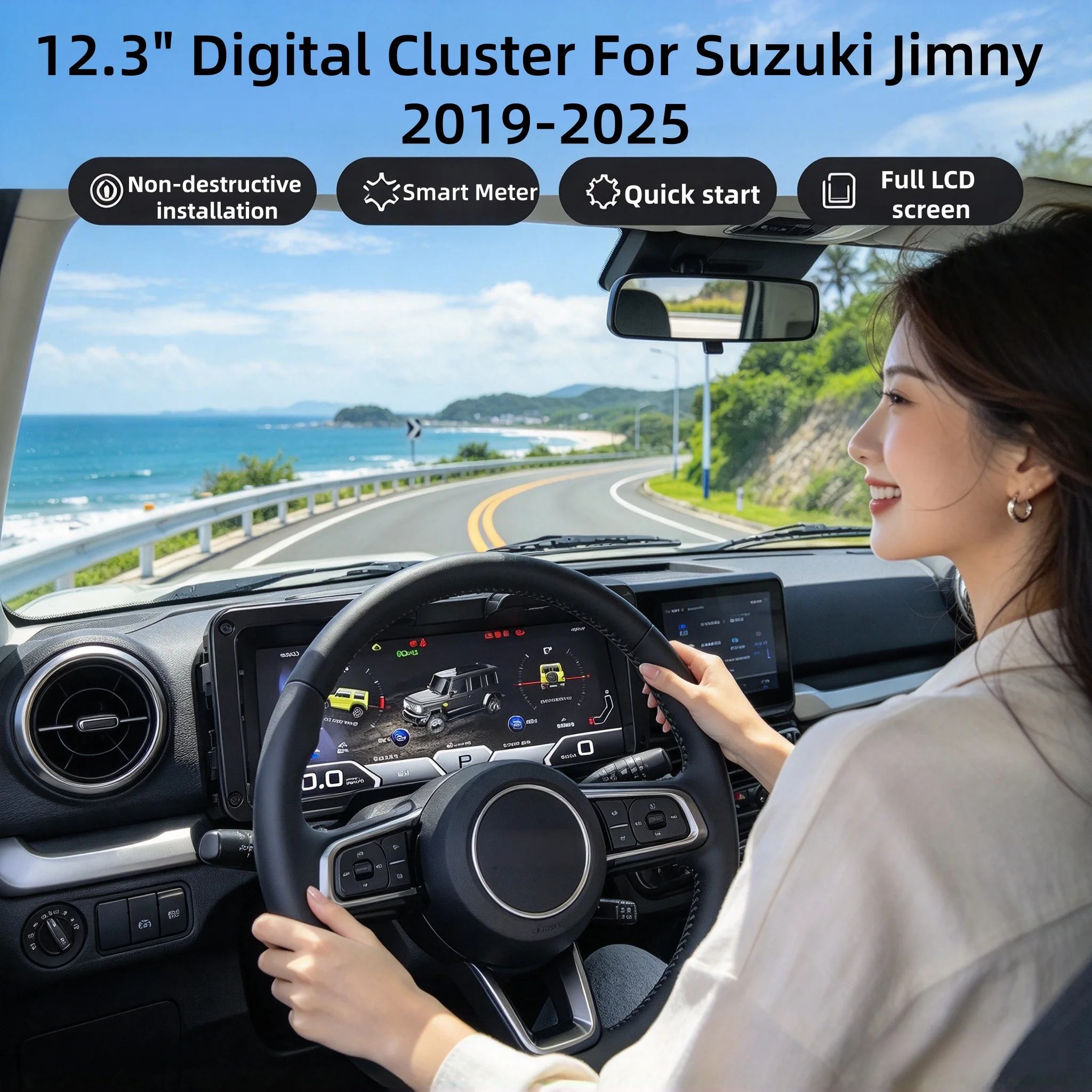 Car Odometer Linux T5 Digital Cluster Virtual Cockpit For Suzuki Jimny 2019-2025 Dashboard Speed Meter Screen Multimedia Player