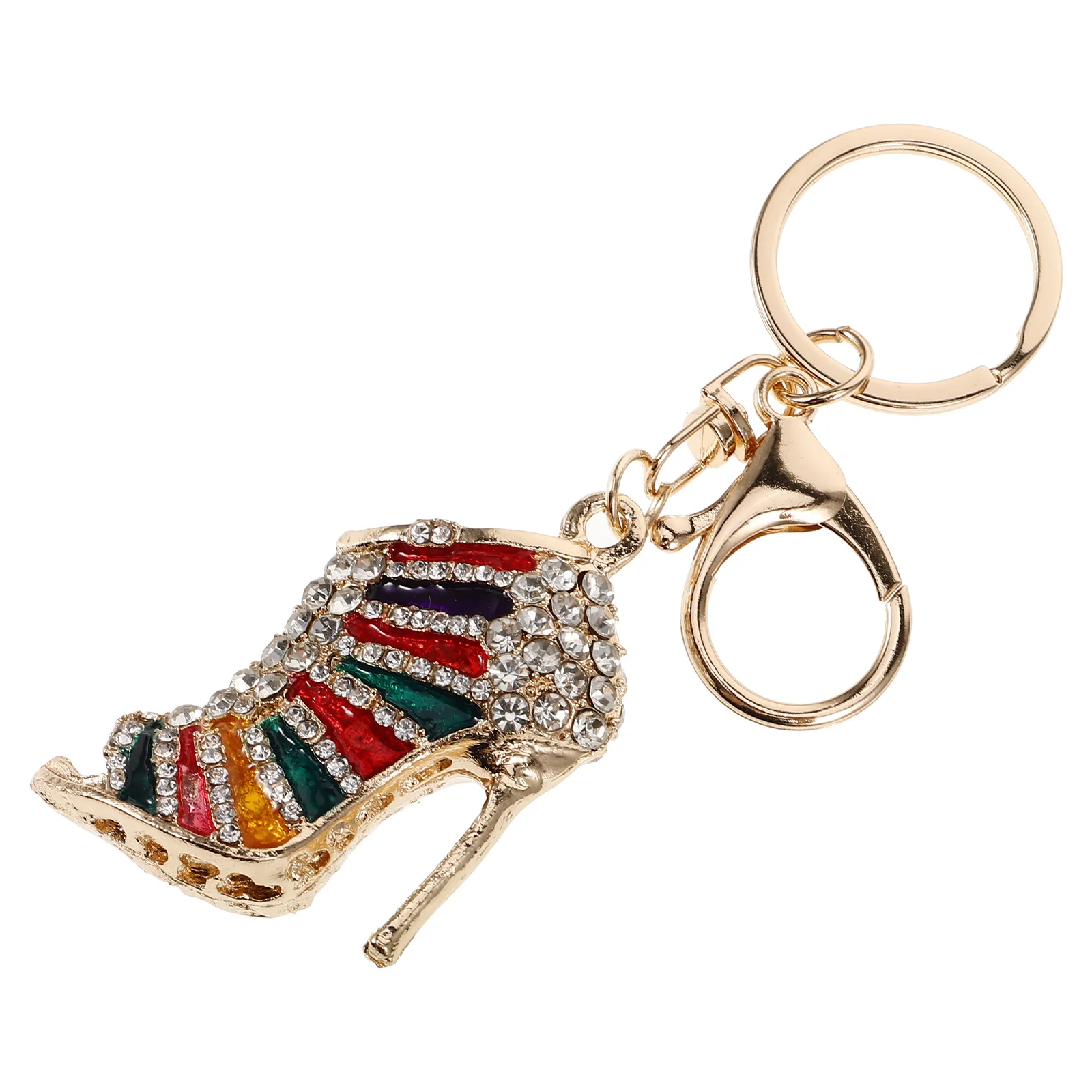 High Heels Keychain Metal Shoe Keyring Rhinestone Shoes Decorative Rhinestones Pendant