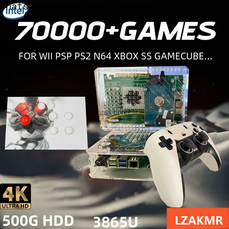 Retro U99 PRO Game Console 500GB Gaming HDD Window+Batocera 3865U 70000+Games For Wii PS2 XBOX PSP GameCube N64 Wireless handle