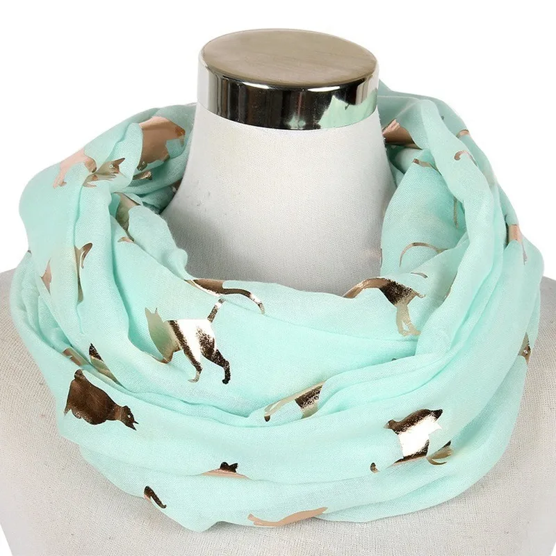 Woman Scarf Fashion Scarves Cotton Kitty Gold Stamp Printing Neck Scarf Shawl Lady Accessory Sports Dust-proof Neckerchief