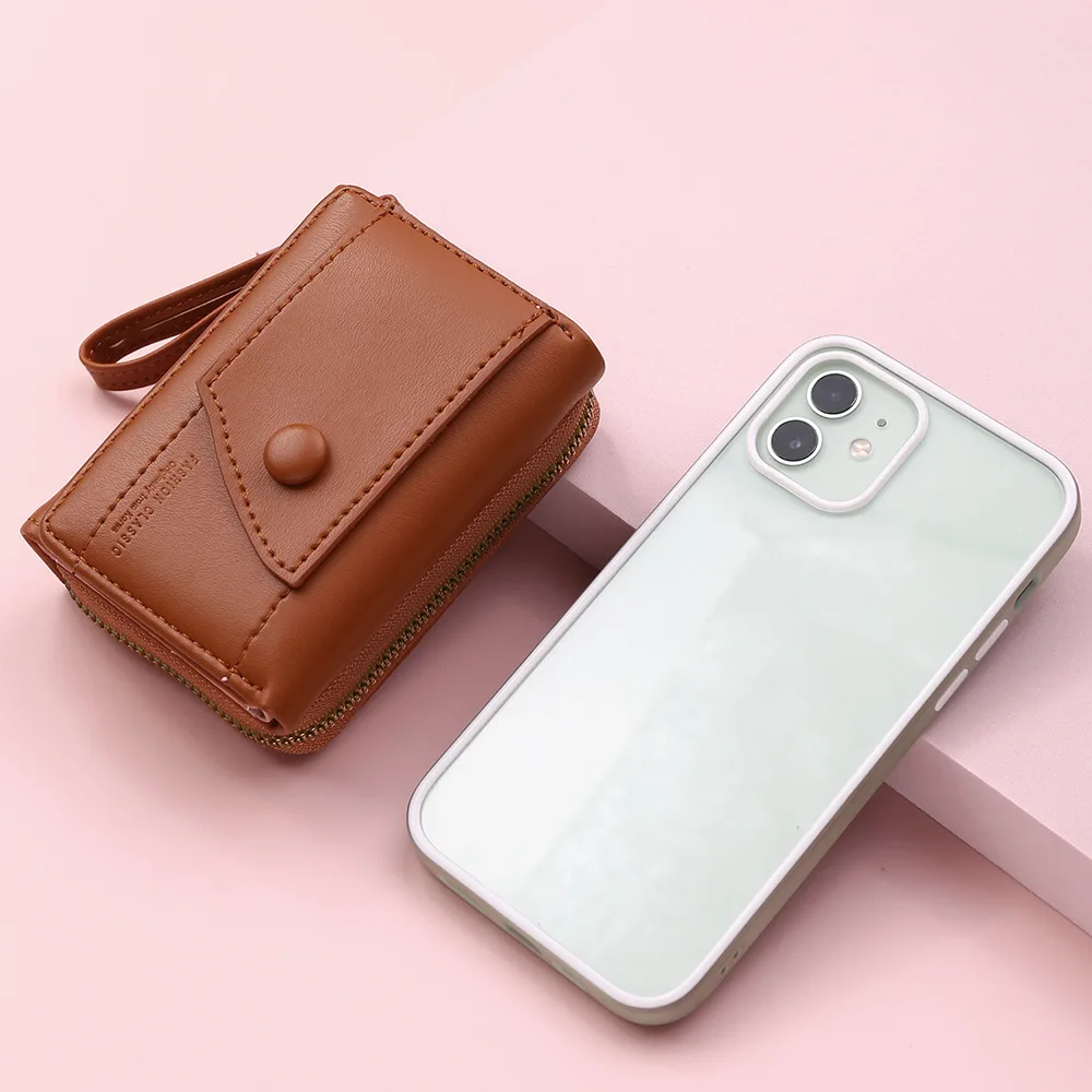 Zipper Wallet, Tower Buckle Zero Wallet, Women's Short Handheld Bag,Mini Travel Storage Bag,Solid Color Simple Versatile Fashion