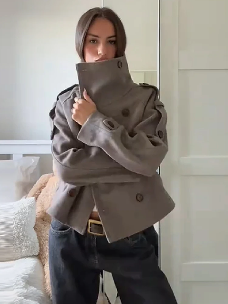 

Универсальное короткое теплое шерстяное пальто, осень-зима, женское классическое пальто на пуговицах, повседневное свободное вневременное пальто, модная женская одежда