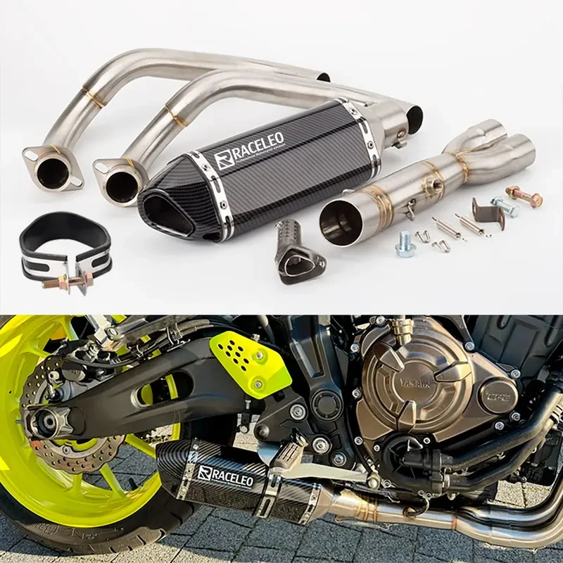 Komplettes Leistungs-Auspuffkit mit Krümmer und Schalldämpfer für Yamaha MT-07 FZ-07 Tracer700 Tracer7 GT 2014-2023 Upgrade-Auspuffzubehör