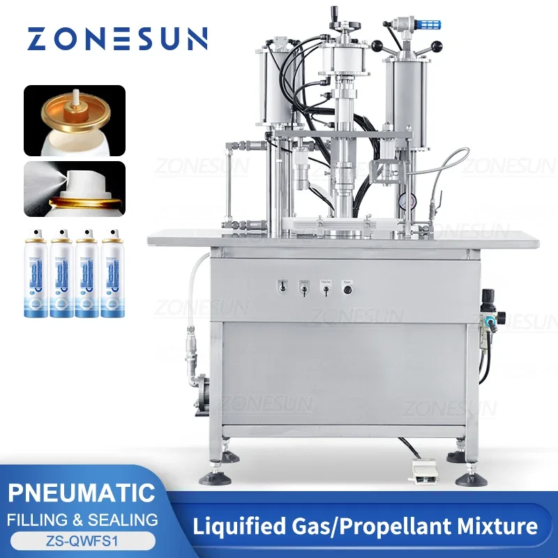 ZONESUN ZS-QWFS1 آلة تعبئة وختم الألومنيوم شبه الأوتوماتيكية خط إنتاج تغليف رذاذ الشعر