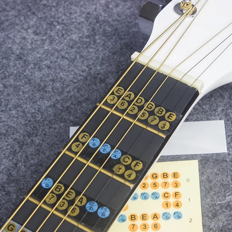 1Pcs Guitar Fretboard Scale Sticker Fingerboard Note Label Fret Stickers Beginners Guitar Training Sticker Learning Tone Marker