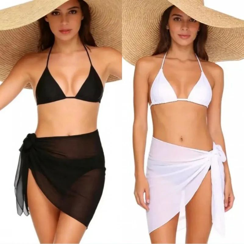 Sexy Swimsuit Coverups Sarongs Summer Beach Bikini Wrap Thin Short Skirt Club Party Chiffon Hip Waist Scarf Swimwear Cover Ups