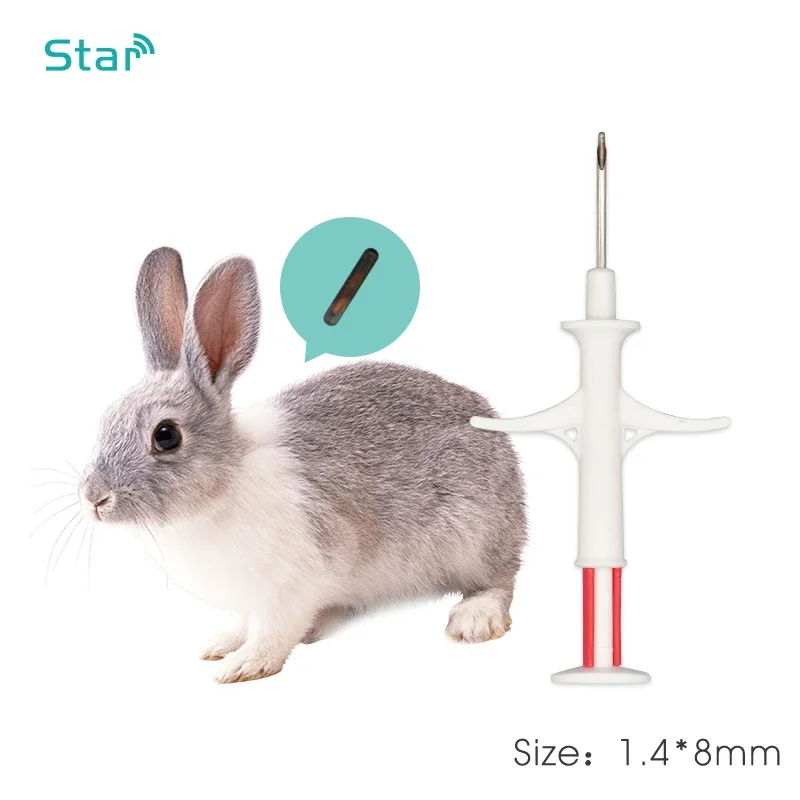 X 50 pezzi 1,4 * 8 mm iniettore in plastica per cani microchip siringa etichetta identificativa animale
