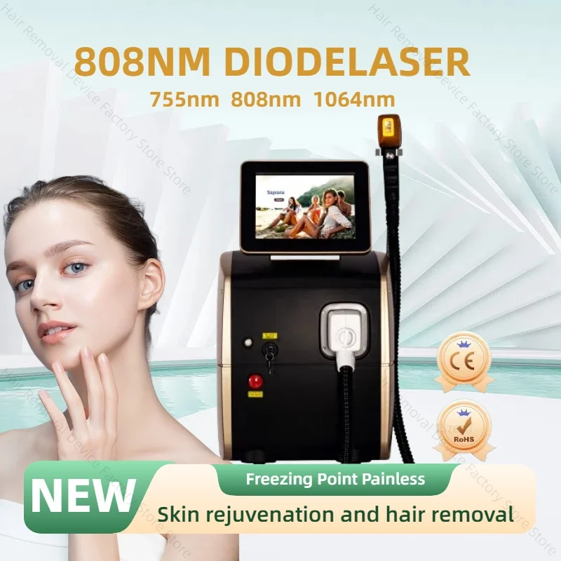 

808 3 Wavelength Professional Diode Ice Titanium Laser Hair Removal Machine 755NM 808NM 1064NM Painless Permanent Hair Removal