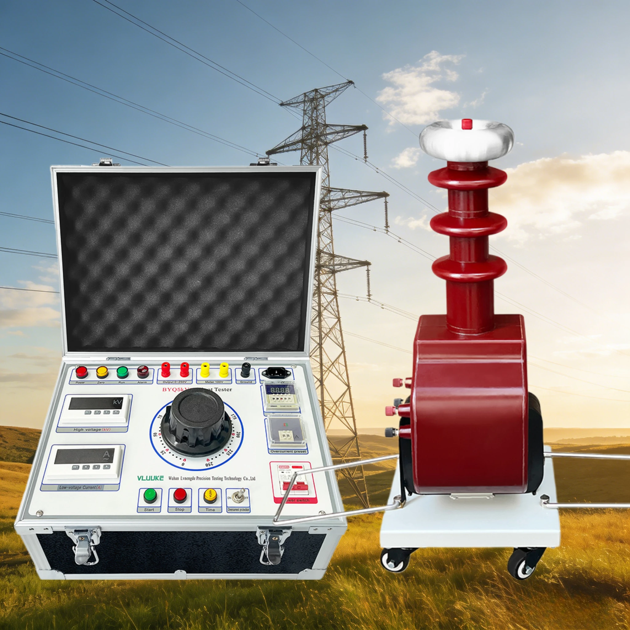 

VLUUKE BYQ5kVA Тестер высокого напряжения 5кВА/100кВ, сухой портативный трансформатор для испытаний переменного/постоянного тока высокого напряжения