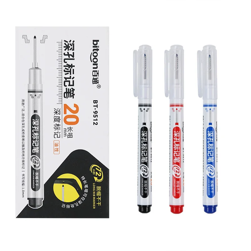 5pcs 20mm Long Mouth Marker Pen Long-Tip Bathroom Carpentry Ceramic Tile Woodworking Deep Hole Decoration Quick Drying Oil