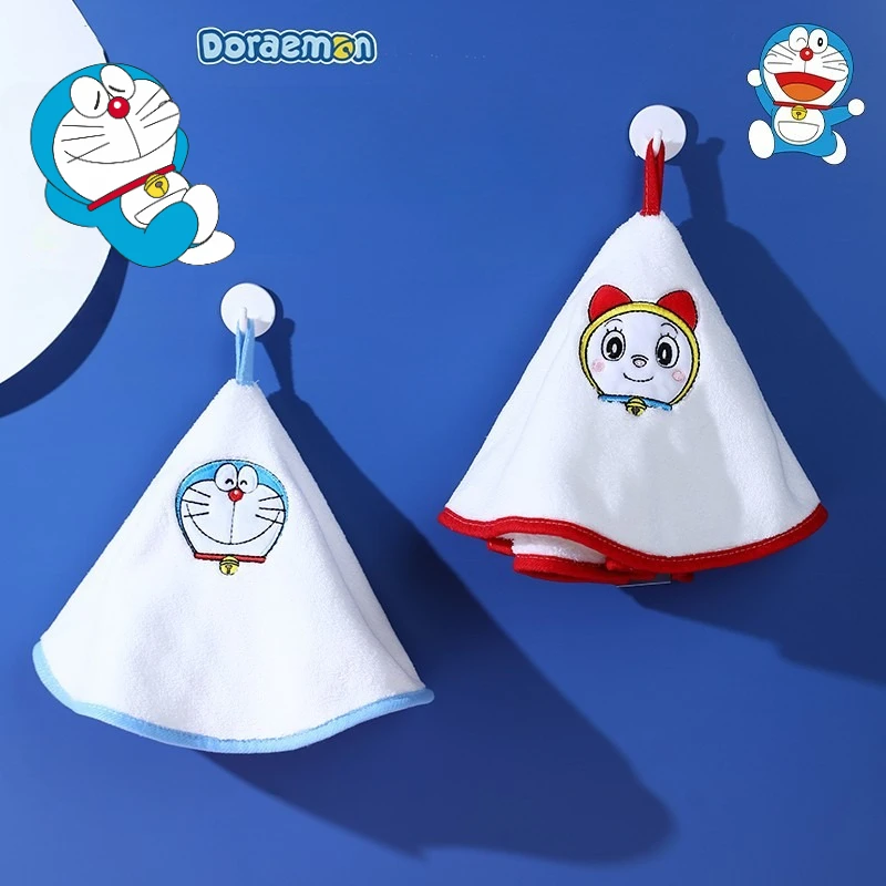 Doraemon Hand Towel Home Convenient Hanging Double-layer Thickened Speed Dry Absorbent Hand Cloth Anime Bathroom Hanging Towel