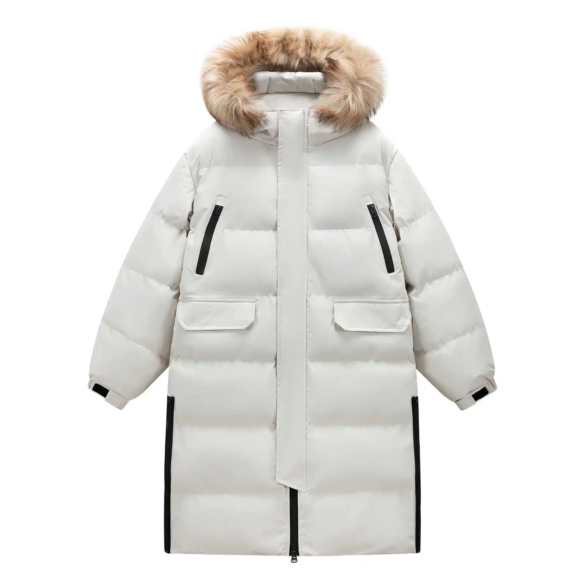 

American Fashion Men's Simple Basic Solid Color Long Sleeve Casual Trendy Long Coats Loose Male Fur Collar Clothes Parkas Tops