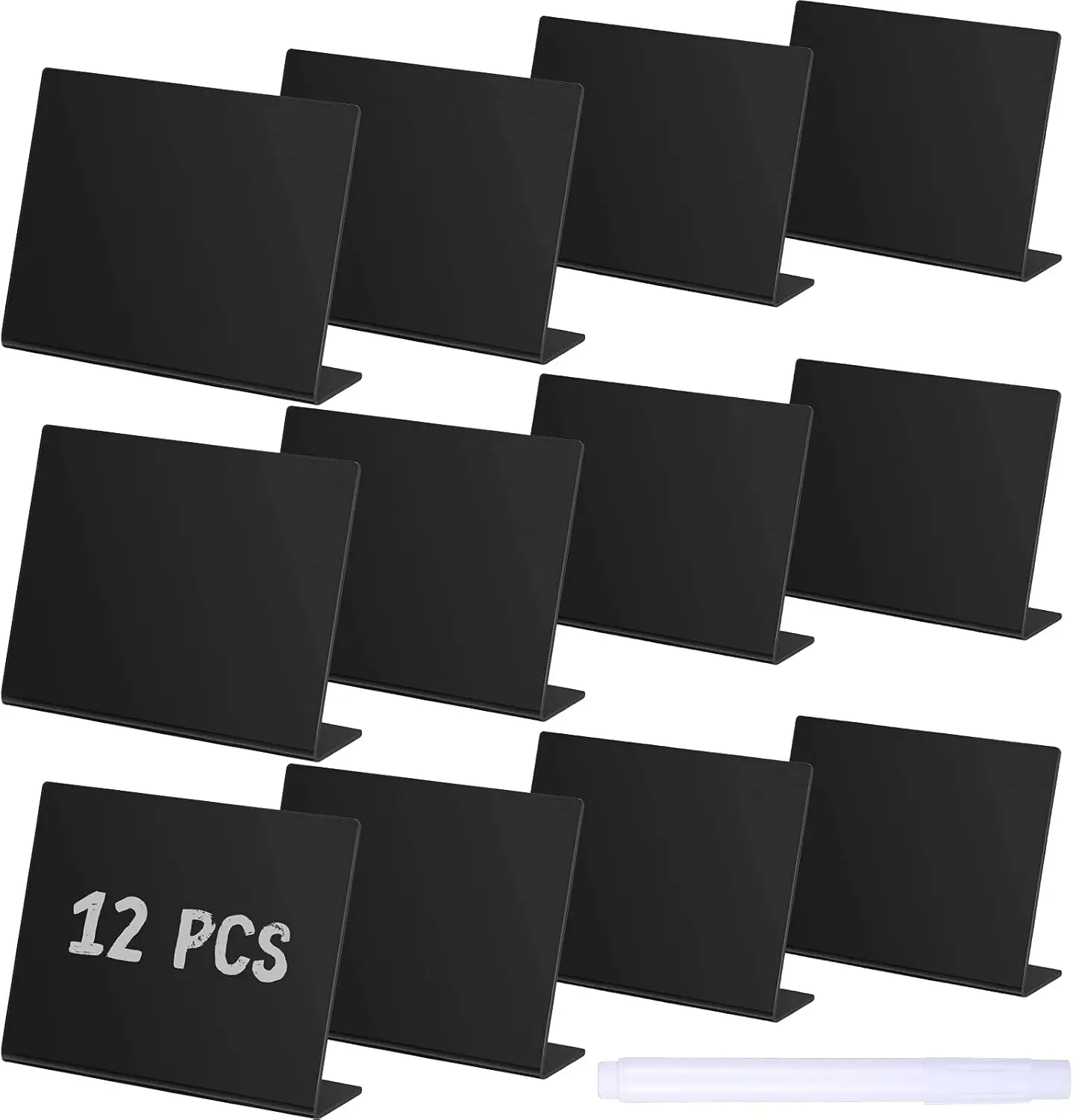 

12 Pcs 4x3 Inch Acrylic Chalkboard Signs with 2 Erasable Markers for Buffet, Wedding, Bakery Table Display