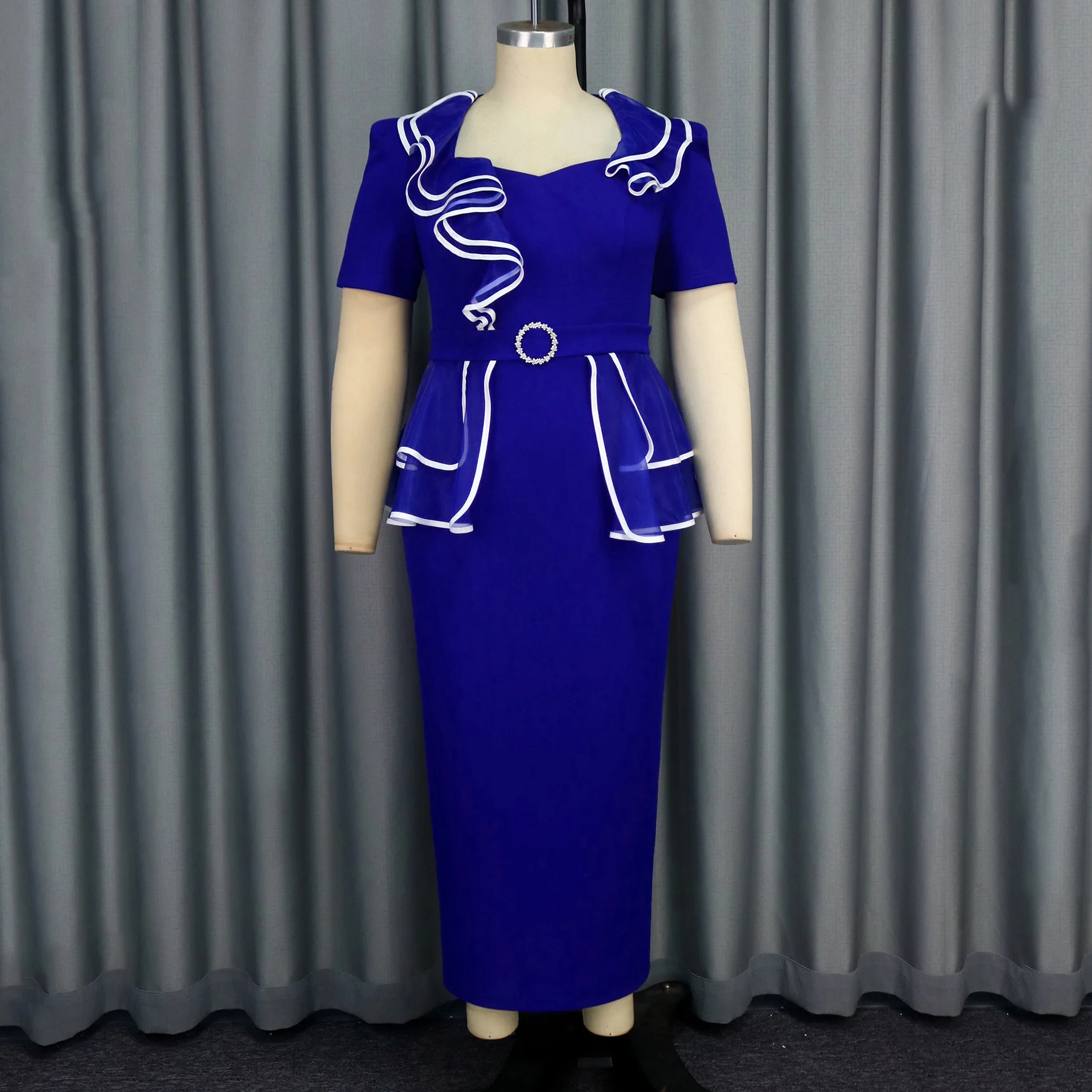 Vestidos elegantes para mujer, novedad de 2025, cuello cuadrado, cinturón con volantes, funda de cintura, Vestidos africanos de lujo de alta calidad para boda y cumpleaños