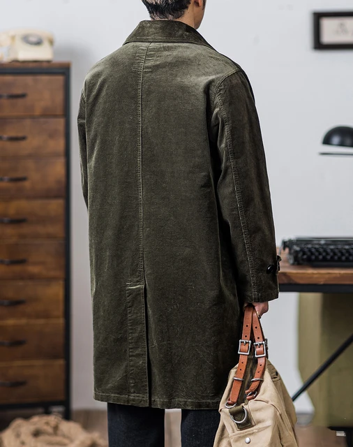Mens corduroy trench coat hot sale