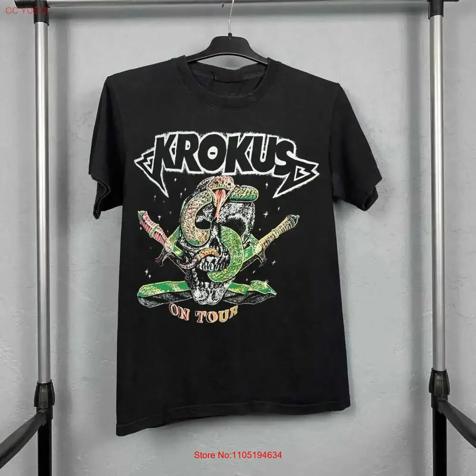 Krokus band on tour para fã s a 5xl t camisa md3120 vintage lavado gráfico homme esticado moda macio e confortável vintage