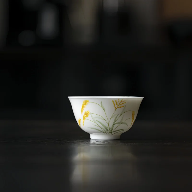 Handgezeichnete Weizenähren-Meistertasse, Kung-Fu-Teeset, Keramik-Teetasse, große Haushalts-Teetasse