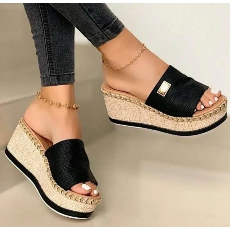 

Womens High Heels Sandal Thick Bottom Casual Shoes Ladies Leisure Summer Wedges Sandals Woman Shoes Women Platform Mules Slipper