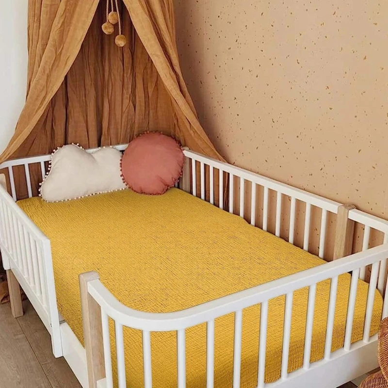 Y1UB Sarung Tempat Tidur Bayi Seprai Katun Lengan untuk Kulit Sensitif