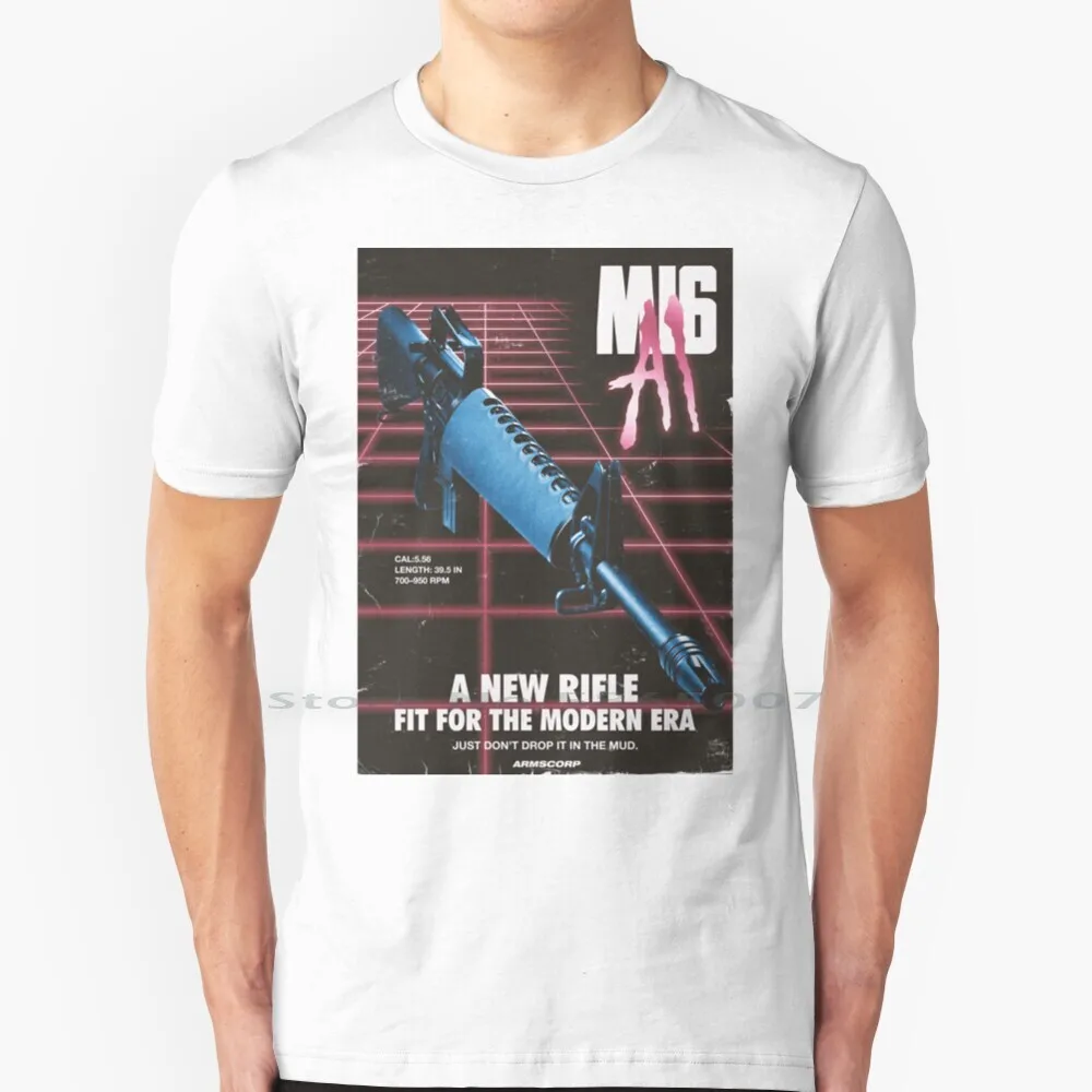 M16a1 Poster-Synthwave T Shirt 100% Cotton M16a1 Synthwave Vapourwave Firearms Guns Ar15 Big Size 6xl Tee Gift Fashion