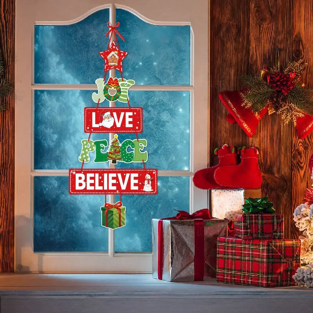 2024 Christmas Door Hanger New Year Party Pendants Santa Claus Snoweman Elk Paper Banner Merry Christmas Decoration for Home