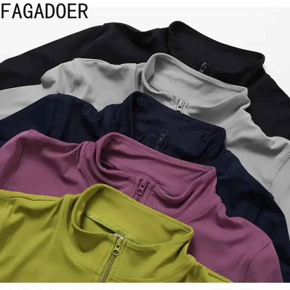 FAGADOER High Quality 3 Piece Sets Women Outfit Fashion Stretchy Tracksuit Sport Streetwear Jacket+Bra+Leggings Joggers Suits