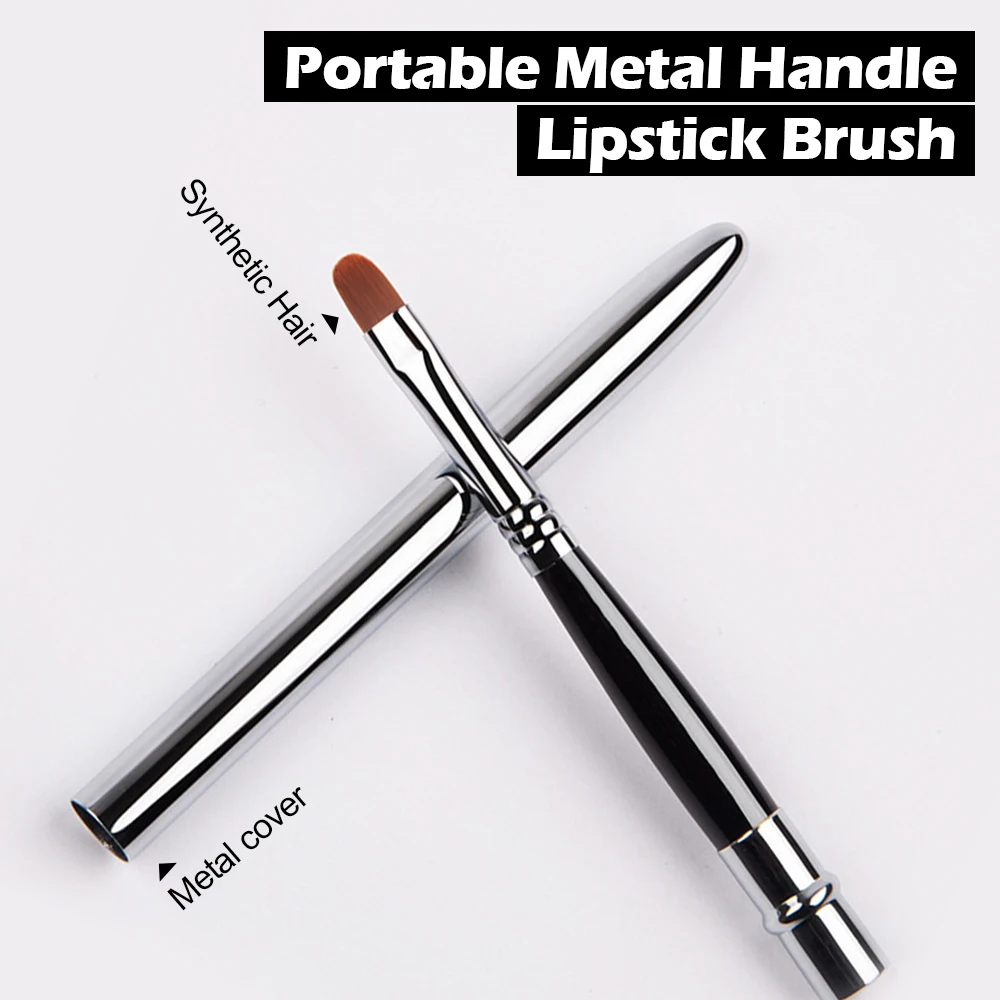 Tragbare Gold Silber Lip Gloss Make-Up Pinsel Stift Metall Griff Kosmetische Lipgloss Lippenstift Pinsel Mit Schutzkappe
