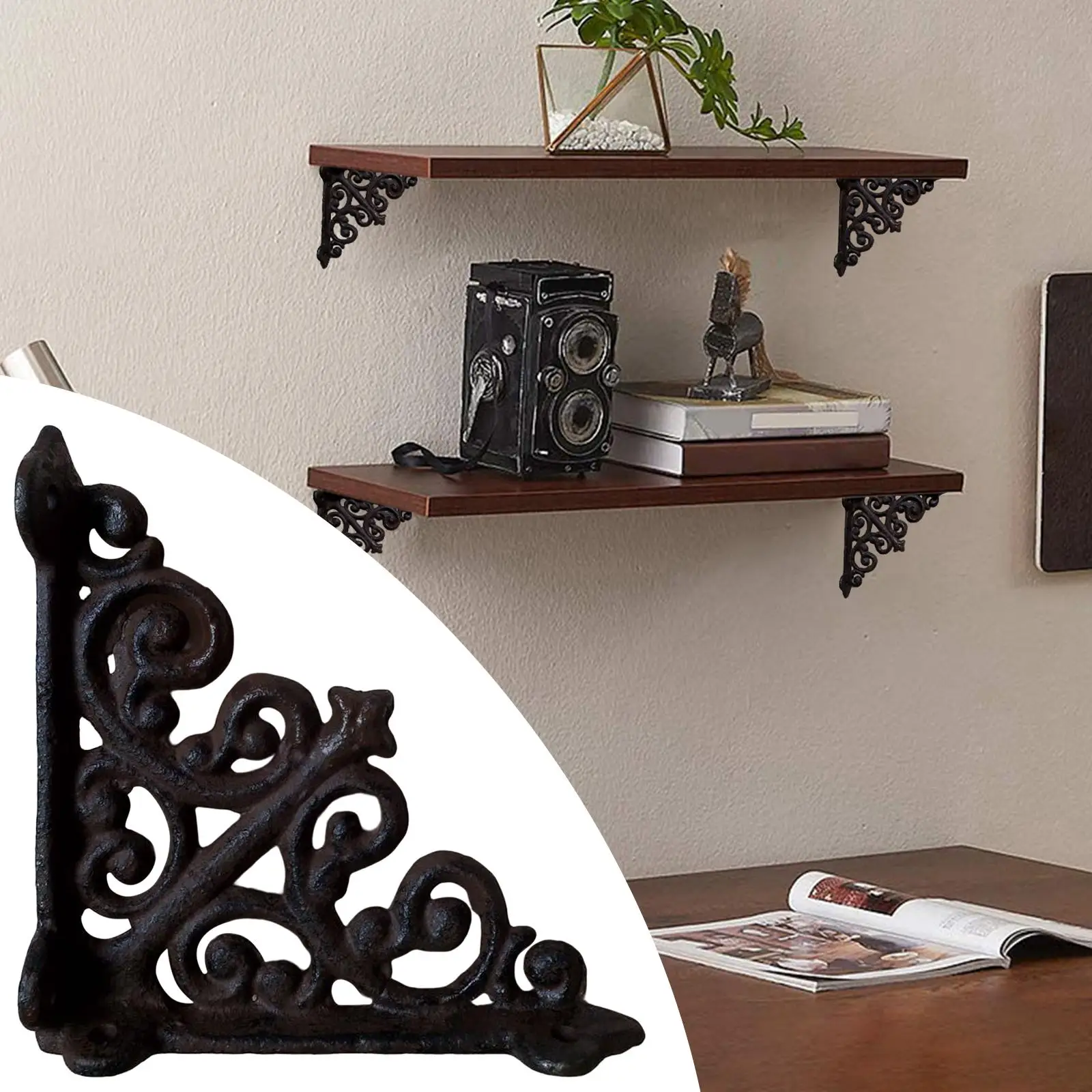 Cast Iron Shelf Brackets Furniture Heavy Duty Metal Wall Mounted Shelving Bracket Support Holder Hardware Multi-functional