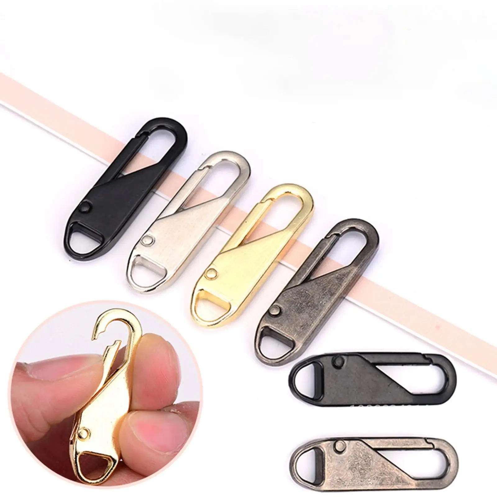 

2pcs Instant Zipper Replacement Kits Metal Slider Puller For Fixer Broken Buckle Travel Bag Detachable Zipper Head Repair