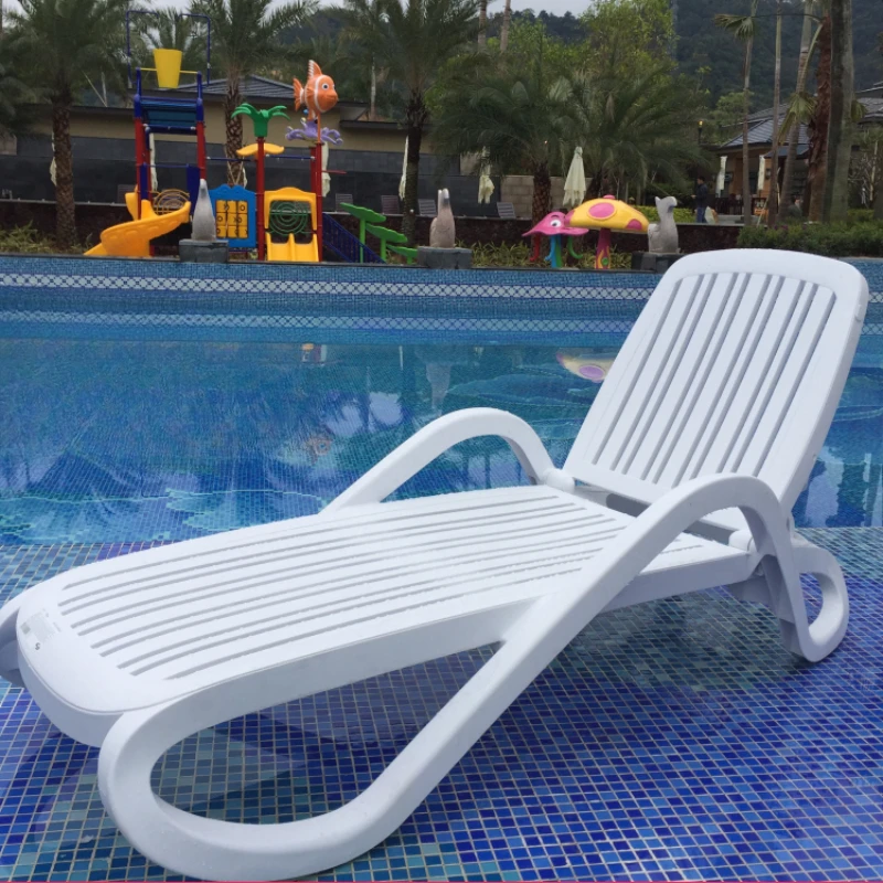 Outdoor swimming pool bed imported white plastic beach lounger