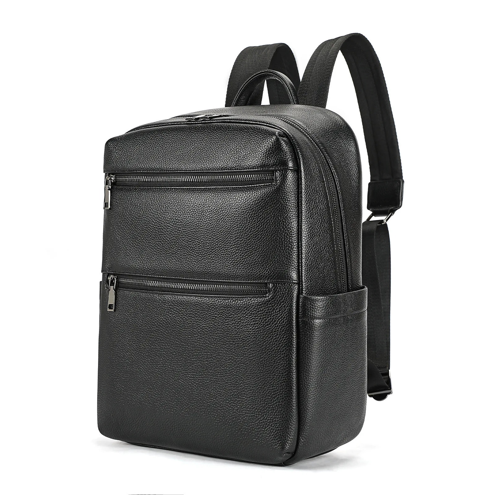 Genuine Full-Grain Leather Men's Backpack - Large Capacity Business Commuter Bag, Fashion Dual Handle Structured for Laptop