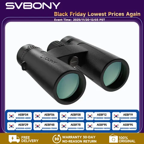 Svbony SV202 업그레이드된 광각 ED 쌍안경 8x32/8x42/10x42 Bak4 프리즘 IPX7 방수 안개 방지 조류 관찰 캠핑용