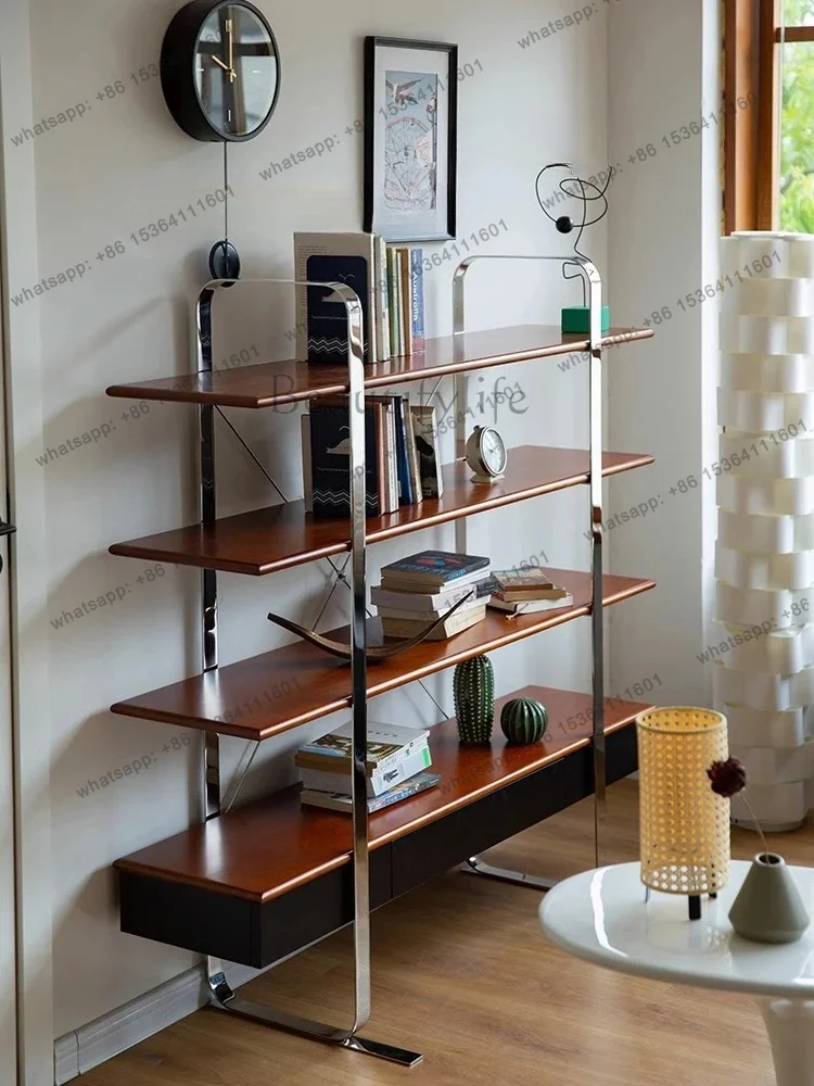 zj Shelf Nordic Bauhaus solid wood living room floor bookshelf multi-layer storage simple