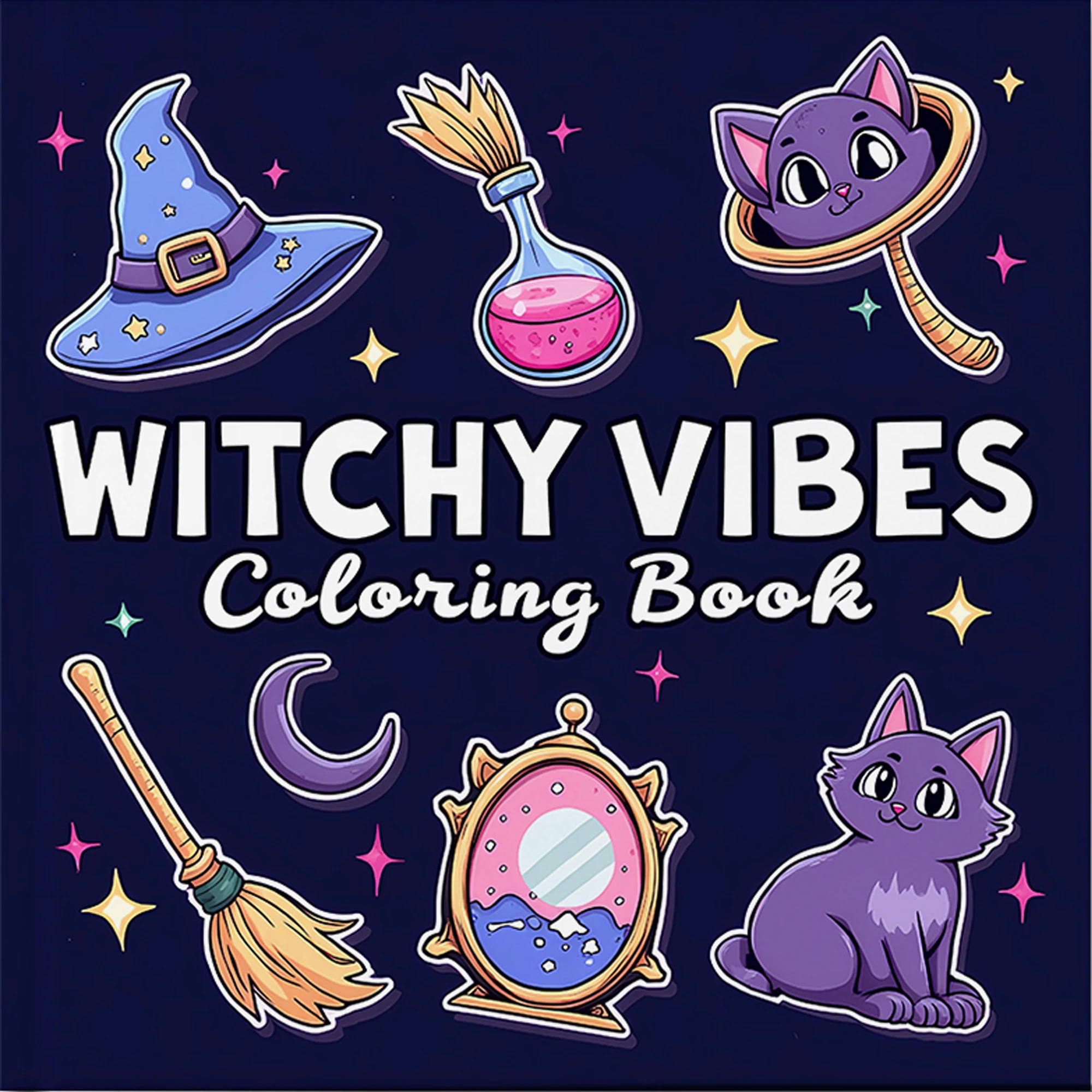 

Книжка-раскраска WITCHY VIBES для взрослых, милая книга для рисования граффити «Вбивство времени», идеальный подарок для вечеринки и дня рождения